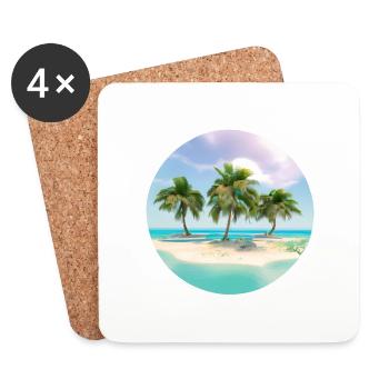Sommerurlaub Strand Sonne Palmen Insel Palme - Untersetzer (4er-Set) - Weiß - Vorne