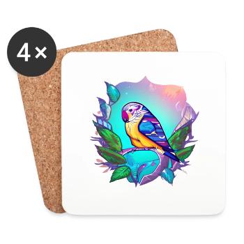 Cockatiel Budgie Bird Bird Propriétaire - Dessous de verre (lot de 4) - blanc - Devant