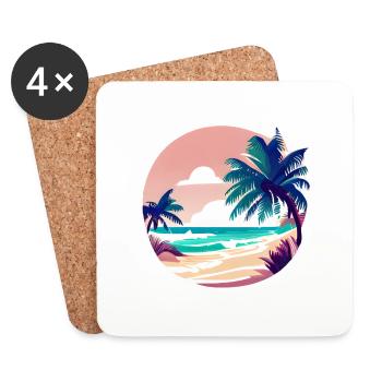 Sommerurlaub Palme Insel Strand Sonne Palmen - Untersetzer (4er-Set) - Weiß - Vorne