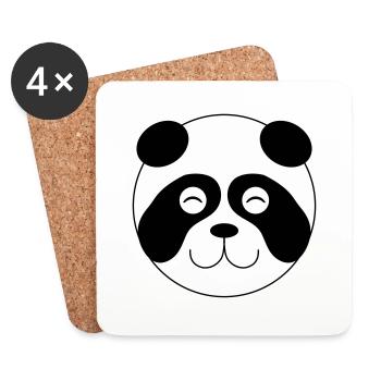 Panda Face 001 - Coasters (set of 4) - white - Front