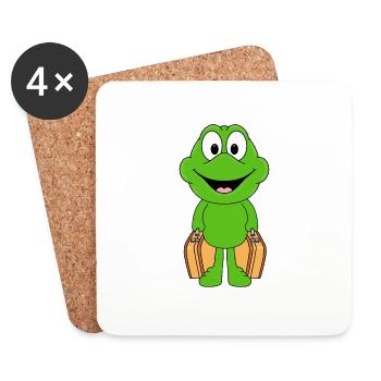 FROSCH - URLAUB - KOFFER - REISE - FERIEN - TIER - Untersetzer (4er-Set) - Weiß - Vorne
