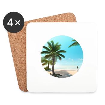Vacances d’été Plage Palm Island Sun Palm - Dessous de verre (lot de 4) - blanc - Devant