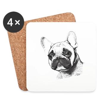 propriétaire de chien chiens bulldog dog propriétaire de chien - Dessous de verre (lot de 4) - blanc - Devant