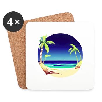Vacances d’été Palm Island Beach Sun Palm - Dessous de verre (lot de 4) - blanc - Devant