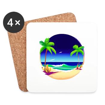 Vacances d’été Palm Sun Palm Island Beach - Dessous de verre (lot de 4) - blanc - Devant