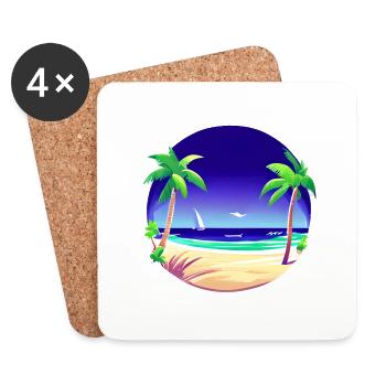 Vacances d’été Palm Sun Island Beach Palm - Dessous de verre (lot de 4) - blanc - Devant