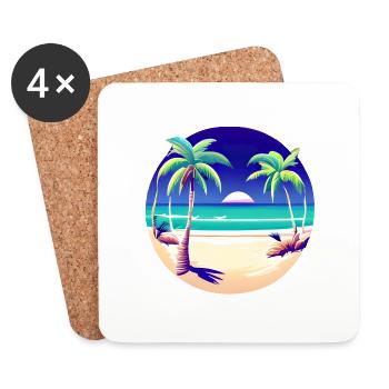 Vacances d’été Palm Island Beach Sun Palm - Dessous de verre (lot de 4) - blanc - Devant