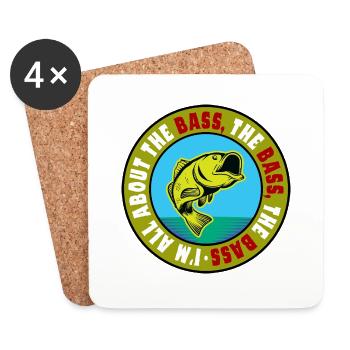 Fishing - I'm all about the Bass - Coasters (set of 4) - white - Front