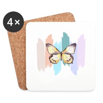 Regenbogen-Schmetterling - Untersetzer (4er-Set) - Weiß - Vorne