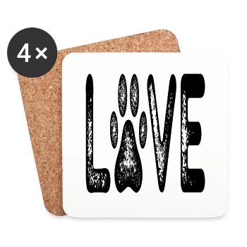 Dog Love - Untersetzer (4er-Set) - Weiß - Vorne