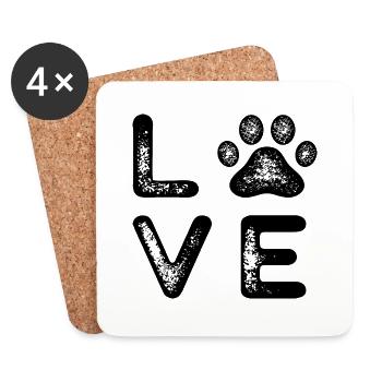 Dog Love - Untersetzer (4er-Set) - Weiß - Vorne