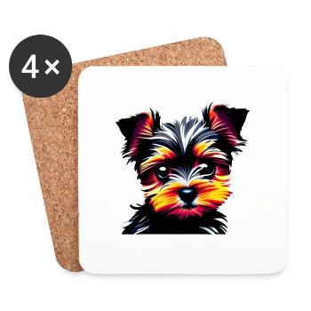 propriétaire de chiot chien Yorkshire Terrier - Dessous de verre (lot de 4) - blanc - Devant