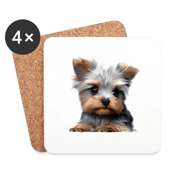 Yorkshire Terrier chien propriétaire chien chiot - Dessous de verre (lot de 4) - blanc - Devant