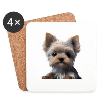 dog owner Yorkshire Terrier puppy dog - Coasters (set of 4) - white - Front