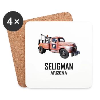 Old car in Seligman in Arizona, US Road 66 - Coasters (set of 4) - white - Front