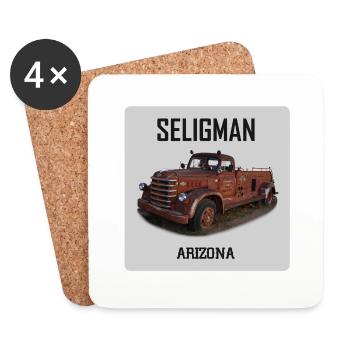 Old car in Seligman in Arizona, US Road 66 - Coasters (set of 4) - white - Front