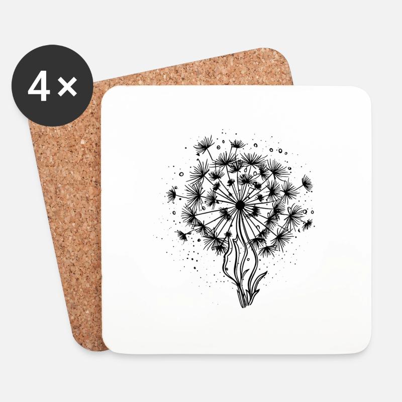 Sommerlicher Löwenzahn - Vektorillustration - Untersetzer (4er-Set) - Weiß