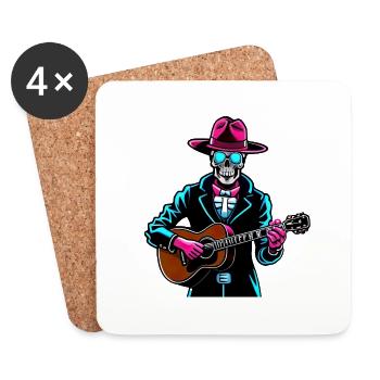 skeleton guitar top - Dessous de verre (lot de 4) - blanc - Devant