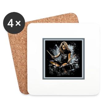 Drummer Girl - Untersetzer (4er-Set) - Weiß - Vorne