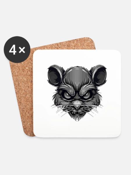 Maus - Untersetzer (4er-Set) - Weiß