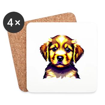 Propriétaire de chien Golden Retriever Chien chiot Chiens - Dessous de verre (lot de 4) - blanc - Devant