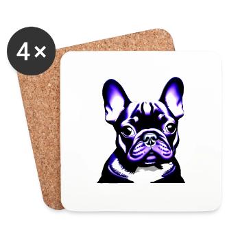 Chien Bouledogue Français Chiens Propriétaire de Chien - Dessous de verre (lot de 4) - blanc - Devant