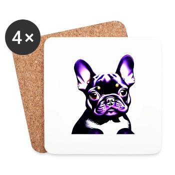 Chiens Propriétaire de chien Chien bouledogue français - Dessous de verre (lot de 4) - blanc - Devant