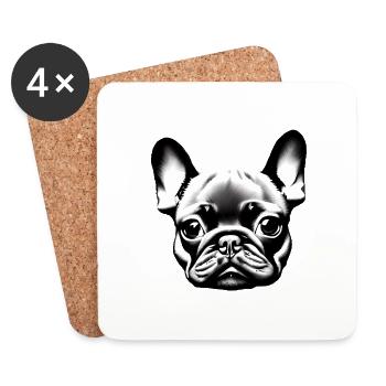 Chien Dog Propriétaire Bouledogue Français Chien - Dessous de verre (lot de 4) - blanc - Devant