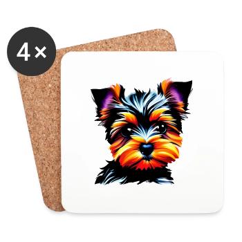 dog owner Yorkshire Terrier puppy dog - Coasters (set of 4) - white - Front