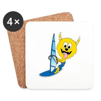 WINDSURFER - MONSTER - SURFER - WASSERSPORT - Untersetzer (4er-Set) - Weiß - Vorne