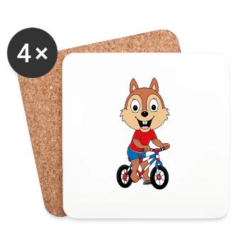 EICHHÖRNCHEN - FAHRRAD - RAD - RADFAHRER - Untersetzer (4er-Set) - Weiß - Vorne