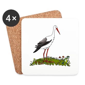 Storchenvogel - Untersetzer (4er-Set) - Weiß - Vorne