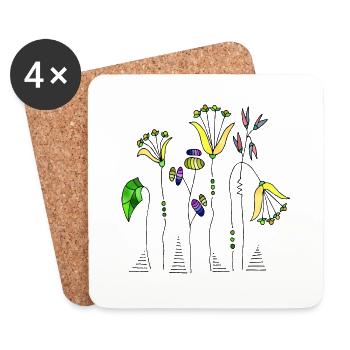 Fleur - Dessous de verre (lot de 4) - blanc - Devant