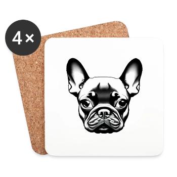 Bouledogue français Chien Propriétaire de chien - Dessous de verre (lot de 4) - blanc - Devant