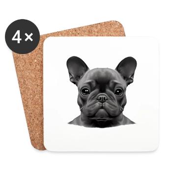 Chiens Chien bouledogue Français Chien Propriétaire - Dessous de verre (lot de 4) - blanc - Devant