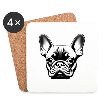 Bouledogue français Chien Propriétaire de chien - Dessous de verre (lot de 4) - blanc - Devant