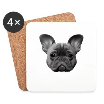 Propriétaire de chien Bouledogue Français Chien - Dessous de verre (lot de 4) - blanc - Devant