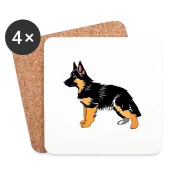 Chiot de chien Berger allemand propriétaire de chien - Dessous de verre (lot de 4) - blanc - Devant