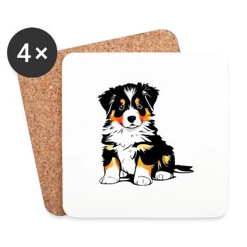 Chien Chiot Propriétaire de chien Berger australien - Dessous de verre (lot de 4) - blanc - Devant
