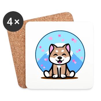 Shiba Inu AMOUR - Dessous de verre (lot de 4) - blanc - Devant