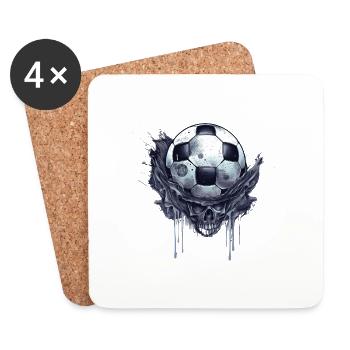 Fußball Skelett - Untersetzer (4er-Set) - Weiß - Vorne