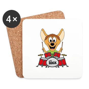 SCHLAGZEUG - MUSIK - BAND - ROCK - HYÄNE - TIER - Untersetzer (4er-Set) - Weiß - Vorne