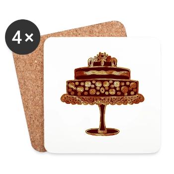 Gâteau - Dessous de verre (lot de 4) - blanc - Devant