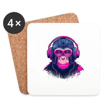 Monkey Beats - Untersetzer (4er-Set) - Weiß - Vorne
