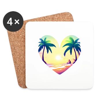 beach island palm trees sun summer vacation palm tree - Coasters (set of 4) - white - Front