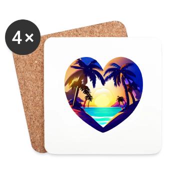 Strand Sonne Palme Sommerurlaub Insel Palmen - Untersetzer (4er-Set) - Weiß - Vorne