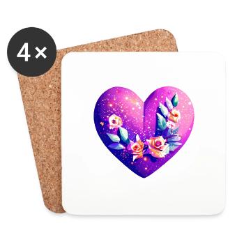 Muttertag Valentinstag Hochzeit Liebe Verlobung - Untersetzer (4er-Set) - Weiß - Vorne