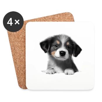 Hundehalter Hundewelpe Australischer Schäferhund - Untersetzer (4er-Set) - Weiß - Vorne