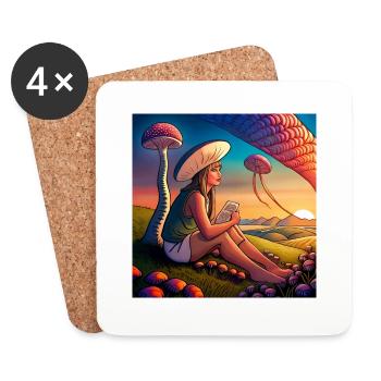 Mushroom girl - Untersetzer (4er-Set) - Weiß - Vorne