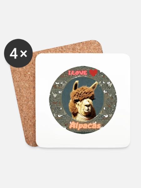 Alpaca I Love - Untersetzer (4er-Set) - Weiß